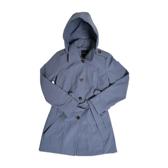 London Fog Jackets & Blazers - London Fog Women's Single Breasted Trench Coat with Removable Hood - Lunar Blue
